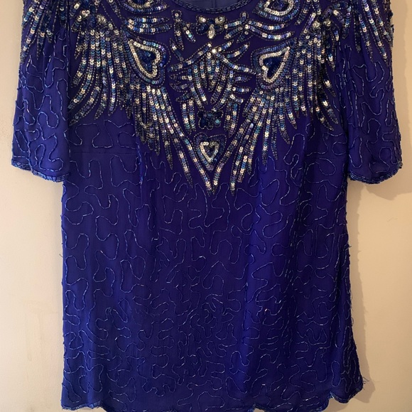 Vintage Navy and Silver Beaded Top - Picture 3 of 7